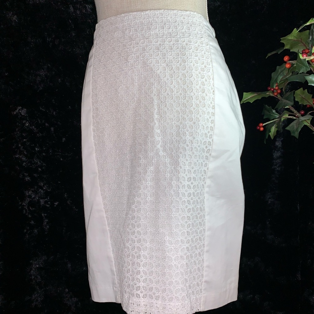 APT 9 White Pencil 8 Lace Panel Skirt